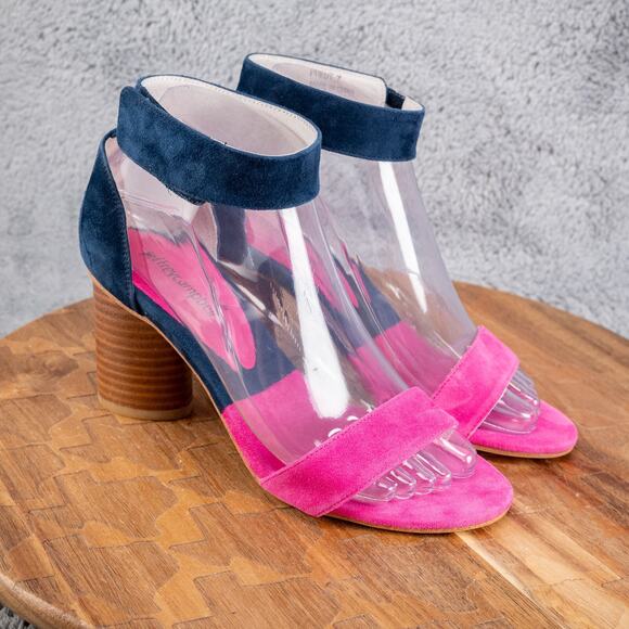 Jeffrey Campbell Purdy Pink Blue Suede Strap Heel Pump Ladies Size 7 - Picture 1 of 7